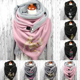 Scarves Scarf Women Luxury Autumn Winter Warm Feather Print Scarfs For Cotton Double Stitching Triangle-buckle