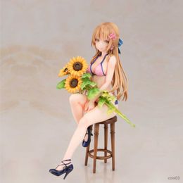 Action Toy Figures Anime Sunflower Girl Baise Walnut Model Toy Sitting Accessories Chair Sunflower Doll Ornament Decoration Action Figure R230707