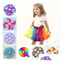 Skirts Rainbow Color Children Bubble Skirt Girls Lace Princess Pettiskirt Ruffle Ballet Perform Dance T3I0197 Drop Delivery Baby Kid Dhxah