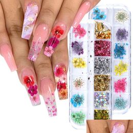 Nail Art Decorations Nails Flowers Mixed Foil Sequins Rhinestones Metal Rivet Jewellery Gems Decoration Drop Delivery Health Beauty Sal Dhz65