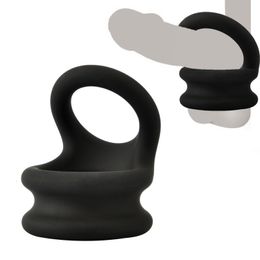 Adult Toys Small Medium Large Silicone Double Cock Ring Lock Delay Ejaculation Male Penis Ball Stretcher Bondage Sex Toy Men 230706