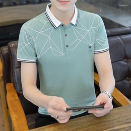 Men's Polos 2023 Summer Business Casual Lapel Polo Short Sleeve Shirt Large Size T-shirt Korean Fashion Clothing