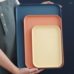 Plates Plastic Tray Rectangular Wheat Straw Eco-friendly Bread Pan Storage Cup Kitchen Organizer Supplies