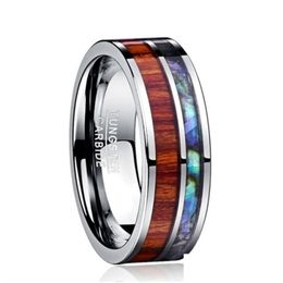 Jewellery 8Mm Hawaiian Koa Wood And Abalone Shell Tungsten Carbide Rings Bands For Men Size 6-13 Drop Delivery Party Events Ac Dh0Lh