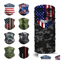 Designer Masks American Flag Scarves 3D Printing Magic Mtifunctional Camouflage Headwear Turban Riding Mask Drop Delivery Home Garde Dhbug