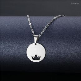 Pendant Necklaces Stainless Steel Necklace For Women Man Lover's Cartoon Crown Silver Colour Engagement Jewellery