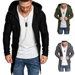 Men's Trench Coats Men Jacket Streetwear Midi Drawstring Slim Mid-length Simple Warm Coat For Office