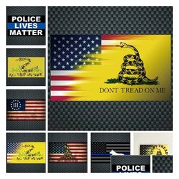 Window Stickers Decorative Dont Tread On Me Decal /American Yellow Snake Car Sticker/ Blue Striped Police Dog Sticker Drop Delivery Dhgbe