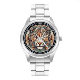 Wristwatches Tiger Quartz Watch Mandala Animal Design Simple Wrist Stainless Good Quality Gym Teens Wristwatch