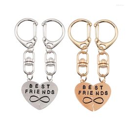 Keychains 2 Piece Set Of Friend BFF Keychain Creative Heart-shaped Alloy Pendant Fashion Men And Women Backpack Friendship Jewellery