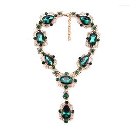 Choker 2023 Exaggerated Fashion Jewelry Alloy Glass Clavicle Chain Temperament Colorful Gemstone Drop For Women