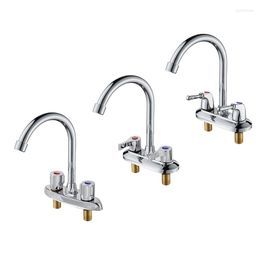 Bathroom Sink Faucets Brass Double Hole Faucet 360 Degree Rotation Kitchen And Cold Tap Handle Basin Mixer Chrome Plating