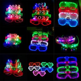 Party LED Glasses Glow In The Dark Halloween Christmas Wedding Carnival Birthday Party Props Accessory Neon Flashing Toys G0707