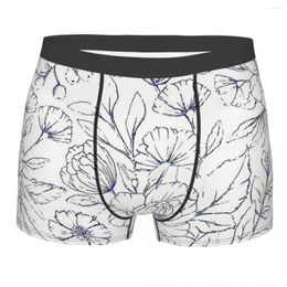 Underpants Modern Hand Drawn Navy Blue White Elegant Floral Pattern Cotton Panties Man Underwear Ventilate Shorts Boxer Briefs