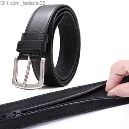 Belts Travel cash antitheft belt waist bag for men portable PU material zipper pin buckle for women outdoor hidden money belt Z230707