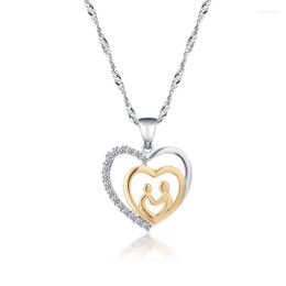 Pendant Necklaces Luxury Mom Loves Baby Hand In Zircon Two Colors And Hearts Copper Necklace Mother's Day Gift For MaMa Anniversary