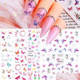 Stickers Decals Mixed Butterfly Nail Flower Transfer Decal Summer Colorf Nails Art Sticker 3D Manicure Tips Chca671-674 Drop Deliv Dhd4D