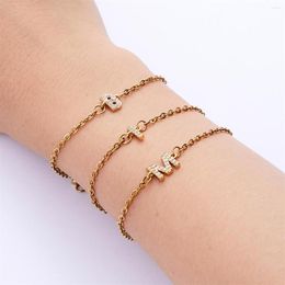 Charm Bracelets 2023 Pave Zircon Initial Letter Women Bracelet Simple Couple NameAdjustable Rope For Jewellery Gift
