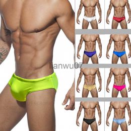 Men's Swimwear Solid Color Shiny Triangle Men's Swimming Trunks Sexy Fashion Low Waist Swimming Trunks Seaside Beach Spa Swimwear Gay Swimming J230707