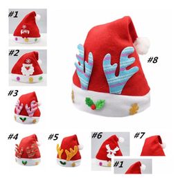 Party Hats Kids Festival Hat Snowman Elk Sequins Santa Claus Long Plush Cloth Child Christmas Holiday Xmas Beanies Cap 150Pcs Drop D Dhp9I