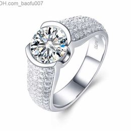 Wedding Rings Wedding Rings Engagement Ring 2 Carat 8 0mm DF Colour D VVS1 Round Brilliant Cut Solid 10K White Gold Z230710