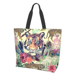 Evening Bags Tote Bag Cool Tiger Travel Shoulder Handbag Purse for Yoga Gym Beach 230707