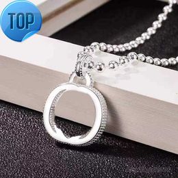 Double letter pendant necklace designer vintage luxury jewelry valentines day circle charm Necklace sweater chain couple gifts love