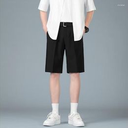 Men's Shorts Summer And Spring Men Cotton Casual Bermuda Elastic Male Straight Solid Colour Korean 2023 W51