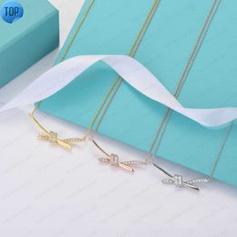 Designer rope knot necklace female steel couple with diamond gold chain pendant neck luxury Jewellery gift girlfriend accessories