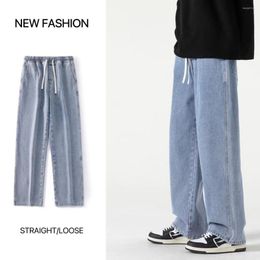 Men's Jeans 2023 Spring Summer Streetwear Baggy Men Korean Fashion Loose Straight Wide Leg Pants Male Brand Clothing Black S-3XL