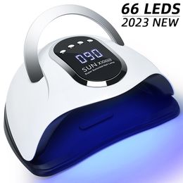 Nail Dryers SUN X10 Max UV LED Nail Lamp For Fast Drying Gel Nail Polish Dryer 66LEDS Home Use Ice Lamp With Auto Sensor For Manicure Salon 230706