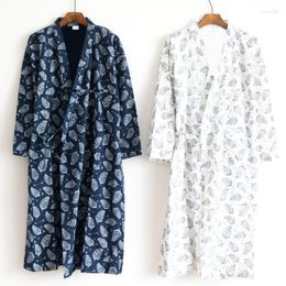 Men's Sleepwear Japanese Summer Spring And Autumn Bathro Benightgown Kimono Cotton Gauze Nightgown Pijama Plus Size Pyjamas Men