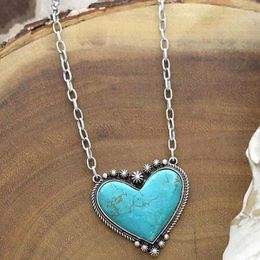 Pendant Necklaces Heart Shape Natural Stone Creative Necklace Women Simple Retro Style Temperament Female Anniversary Jewellery Accessories