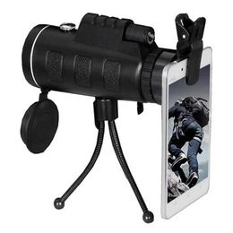 Universal Telescope Phone Lens HD Night Vision Monocular with Clip and Adjustable tripod for iPhone Android Compass Outdoor