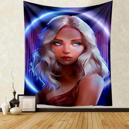 Tapestries Anime Girl Tapestry Mask Beauty Poster Printed Character Wall Art Pictures Bar Room Decoration Aesthetic