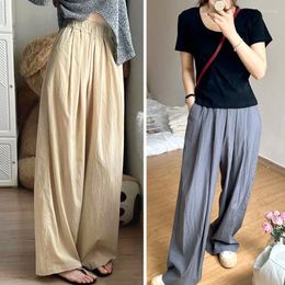 Women's Pants Women Casual High Waist Elastic Sunscreen Pleated Wide Leg Straight Trousers Ice Silk Thin Cool Office Lady Loose