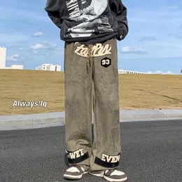 Men's Pants Men Street Sports Trousers Jogging Heavy Harajuku Embroidered Harem Letter Star Fashion Wide Leg Streetwear 2023