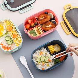 Dinnerware Sets Portable Separated Lunch Box With Tableware Handle Microwavable Large Capacity Thermal Insulation Storage Container