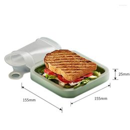 Dinnerware Sets Eco-Friendly Sandwich Case Protable Microwavable Storage Reusable Silicone Lunch Container Office School Camping Use