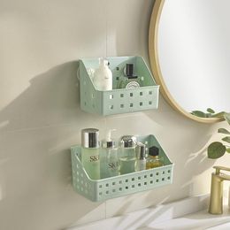 Storage Boxes Perforated Wall Mounted Shelving For Cosmetics Bathroom Kitchen Organising Box Kindergarten Small Hanging Basket