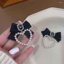 Dangle Earrings KADRUFI Women French Style Vintage Bow Ribbon Rhinestone Pearl Heart Sweet Korean Fashion Drop Earring Jewellery Brincos