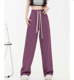 Women's Pants Army Solid Red Baggy Ladies Sweatpants Wide Leg Fashion Pocket High Waist Straight Street Mopping woman Trouser