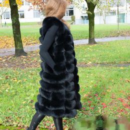 Fur Vest Fox Fur Coat Natural Fur Winter Coats Sleeveless Ladies Autumn Warm Vest Coat Genuine Fur Jacket Long Hot Sale High Quality