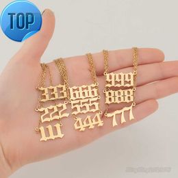 Angel Number Necklace For Women Gold Plated Steel Dainty 111 222 333 444 555 666 777 888 999 Pendants Choker Chain Numerology