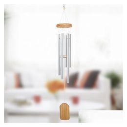 Pendants Home Pine Metal Small 6-Tube Wind Chime Nordic Pastoral Aluminium Tube Balcony Decoration Door Gift Rising Winds Chimes Outd Dhczx