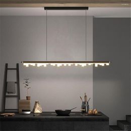 Pendant Lamps Black Gold Modern Dining Room Table Bar Led Lights Long Hanging Lightins For Home Lighting Deco