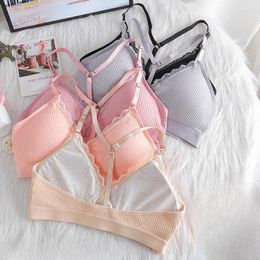 Camisoles & Tanks Women Bra Cotton Brassiere Sexy Lingerie Lace Bralette Backless Crop Top Padded Female Intimates Underwear Nursing Tank