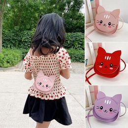Cute Children's Mini Handbags Baby Girls PU Leather Small Shoulder Crossbody Bags Cartoon Cat Kids Coin Purse Wallet
