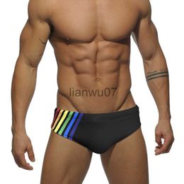 Men's Swimwear WY3 sexy black blue stripe low waist tight men swimwear new summer swimming beach shorts surf bikinis swim trunk briefs swimsuit J230707