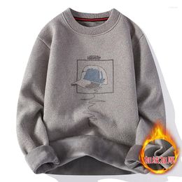 Men's Sweaters Winter Clothing O-Neck Jumpers Youth Trend Embroidery Pullover Sweatshirt Plus Velvet Thick Warm Loose Knitwear
